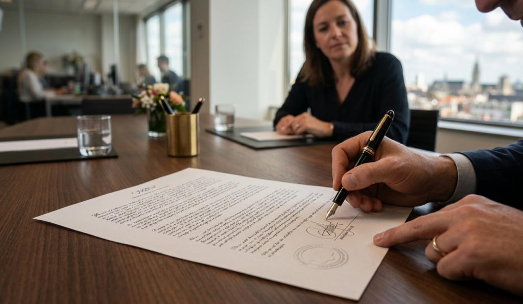 signature d’un compromis dans une étude notariale